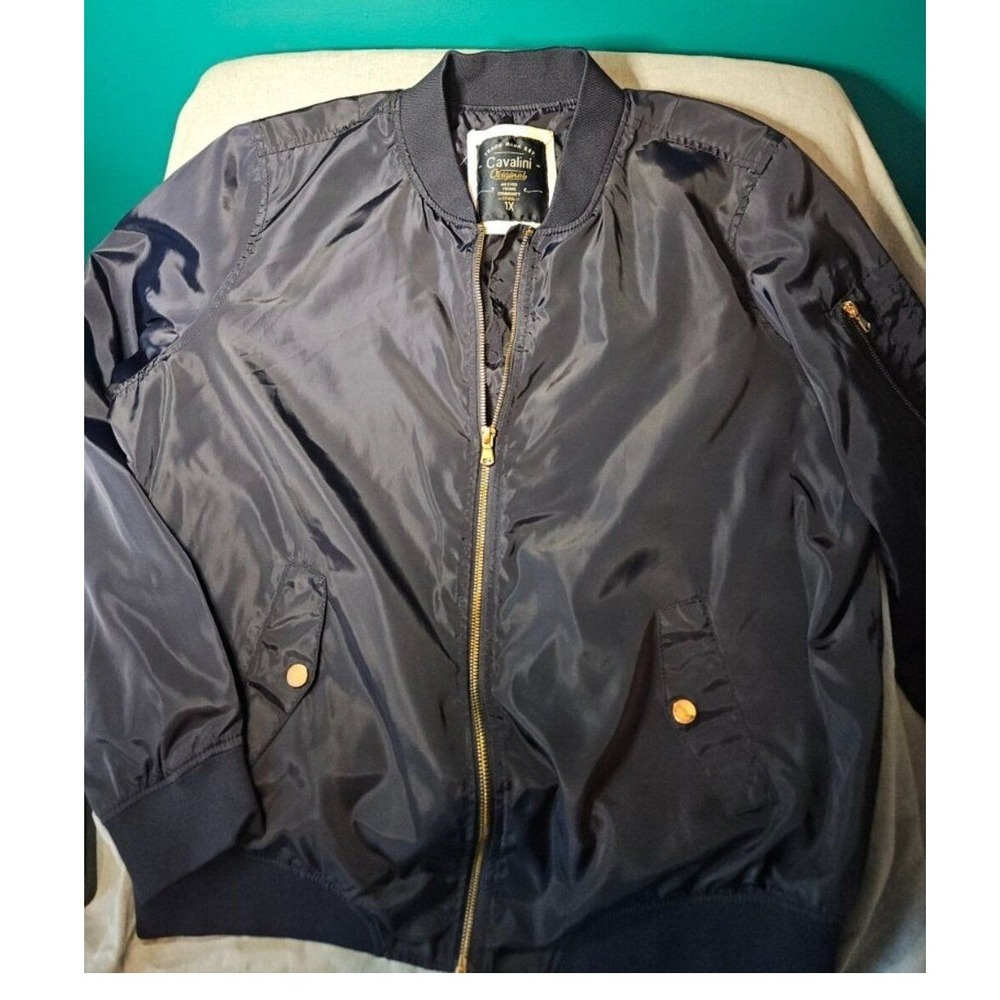 Cavalini Original Bomber Jacket 1X Navy Blue Full Zip Utility Pocket Streetwear
